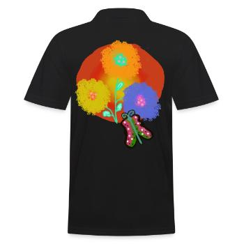 Sommer Sonne Blumen Falter Schmetterling Garten - Männer Poloshirt - Schwarz - Hinten - Kai (181cm)