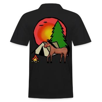 Pferd Camping Reiter Zelt Natur Abenteuer Reiten - Männer Poloshirt - Schwarz - Hinten - Kai (181cm)