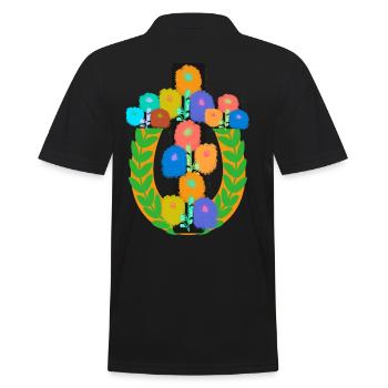 Croix Crucifix botanique Floral Couronne de Laurier multicolore - Polo Homme - noir - Dos - Kai (181cm)