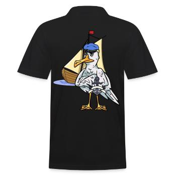 Seefahrer Seemann Schifffahrt maritim Kapitän Ahoi - Männer Poloshirt - Schwarz - Hinten - Kai (181cm)