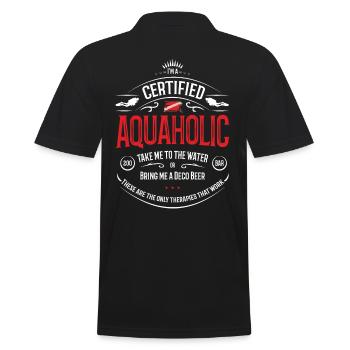 Aquaholic Diving Gift - Men's Polo Shirt - black - Back - Kai (181cm)