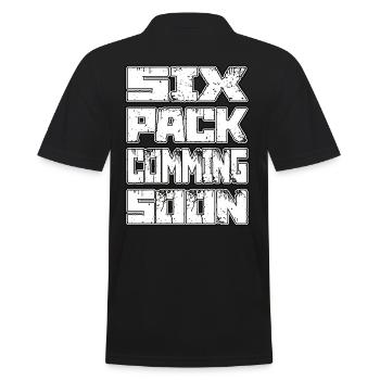 SIX PACK COMMIMG SOON Training GYM Gift - Men's Polo Shirt - black - Back - Kai (181cm)