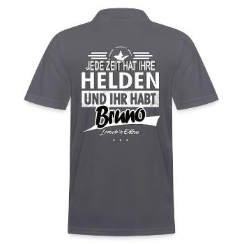 Jede Zeit hat Ihre Helden ihr habt Bruno - Männer Poloshirt - Anthrazit - Hinten - Nico (186cm)