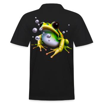 Frosch Wassertropfen - Männer Poloshirt - Schwarz - Hinten - Kai (181cm)