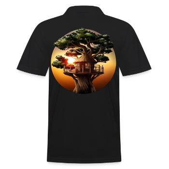 Treehouse at sunset - Men's Polo Shirt - black - Back - Kai (181cm)