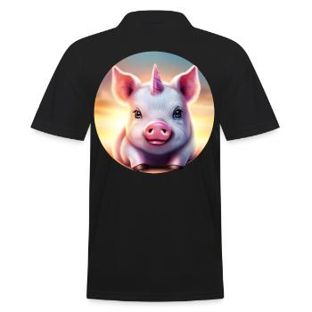 Unicorn pig in sunset - Men's Polo Shirt - black - Back - Kai (181cm)