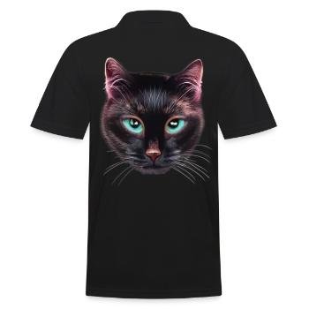 Chat Noir pas content aux yeux bleus - Polo Homme - noir - Dos - Kai (181cm)