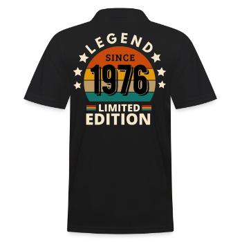 LEGENDE 1976, JAHRGANG 1976 - Männer Poloshirt - Schwarz - Hinten - Kai (181cm)