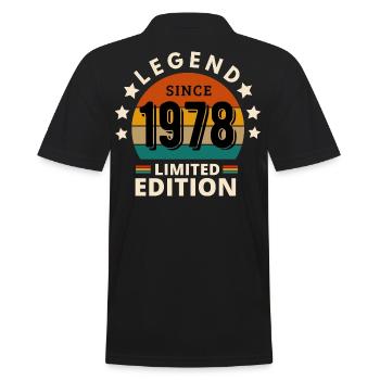 LEGENDE 1978, JAHRGANG 1978 - Männer Poloshirt - Schwarz - Hinten - Kai (181cm)