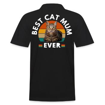 BEST CAT MUM EVER - Men's Polo Shirt - black - Back - Kai (181cm)
