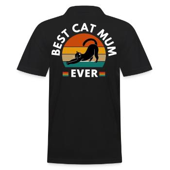 BEST CAT MUM EVER - Men's Polo Shirt - black - Back - Kai (181cm)