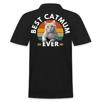BEST CAT MUM EVER - Men's Polo Shirt - black - Back - Kai (181cm)