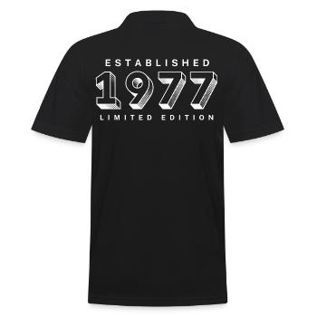 FONDÉE EN 1977, LÉGENDE 1977, MILLÉSIME 1977 - Polo Homme - noir - Dos - Kai (181cm)