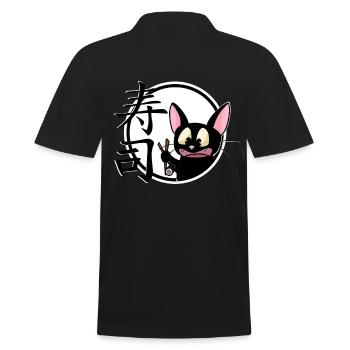 mignon drôle manga cat shirt autocollant - Polo Homme - noir - Dos - Kai (181cm)