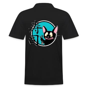 mignon drôle manga cat shirt autocollant - Polo Homme - noir - Dos - Kai (181cm)