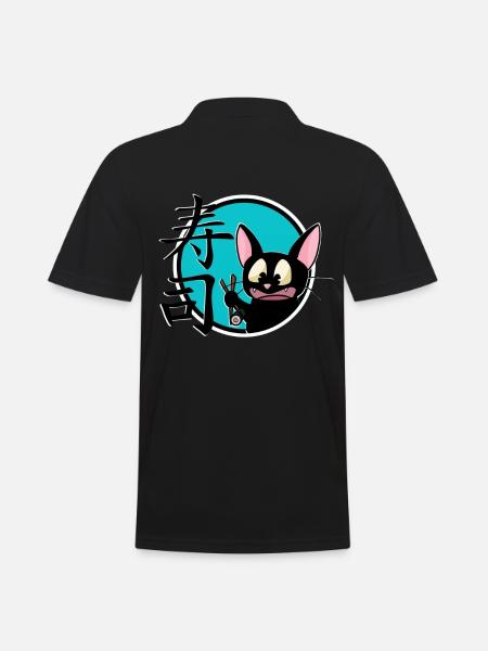 mignon drôle manga cat shirt autocollant - Polo Homme - noir