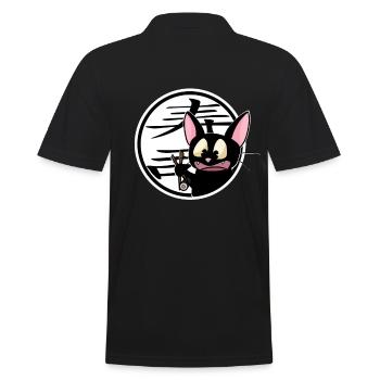 mignon drôle manga cat shirt autocollant - Polo Homme - noir - Dos - Kai (181cm)