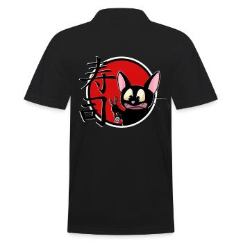 mignon drôle manga cat shirt autocollant - Polo Homme - noir - Dos - Kai (181cm)