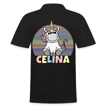 Celina Einhorn Name - Männer Poloshirt - Schwarz - Hinten - Kai (181cm)