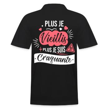 plus je vieillis plus craquante drôle anniversaire - Polo Homme - noir - Dos - Kai (181cm)