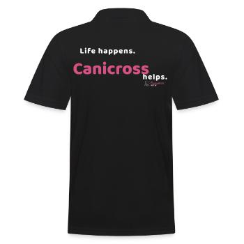 Life Happens. Canicross helps. - hell - Männer Poloshirt - Schwarz - Hinten - Kai (181cm)