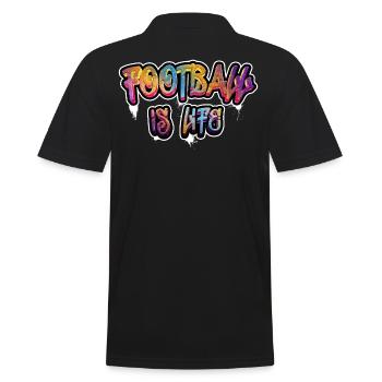 Fußball ist Leben, Fußballfan Fußball ist Leben - Männer Poloshirt - Schwarz - Hinten - Kai (181cm)