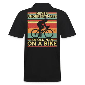 Never underestimate an old man on a bike - Men's Polo Shirt - black - Back - Kai (181cm)