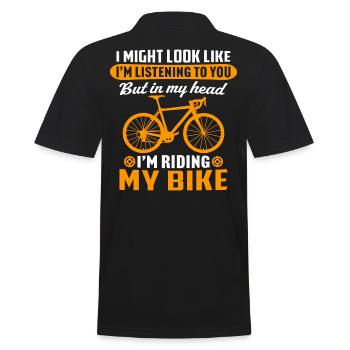 Ich fahre mit dem Fahrrad - Männer Poloshirt - Schwarz - Hinten - Kai (181cm)