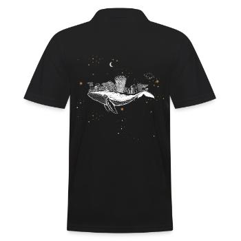 Baleine surréaliste avec des champignons dans l’espace avec des étoiles - Polo Homme - noir - Dos - Kai (181cm)