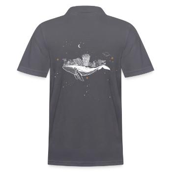 Surrealer Wal mit Pilzen im Weltraum mit Sternen - Männer Poloshirt - Anthrazit - Hinten - Nico (186cm)