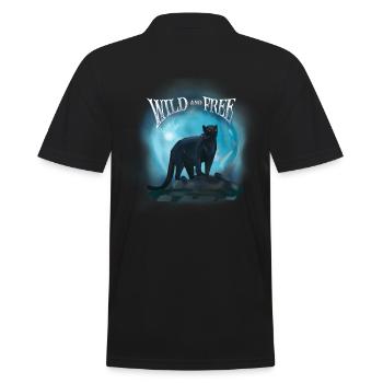 Wild and free panther - Männer Poloshirt - Schwarz - Hinten - Kai (181cm)
