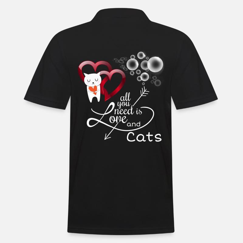 Katzenfreunde, Katzenspruch - Männer Poloshirt - Schwarz