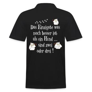 Hundespruch Shirt - drei Hunde - Männer Poloshirt - Schwarz - Hinten - Kai (181cm)