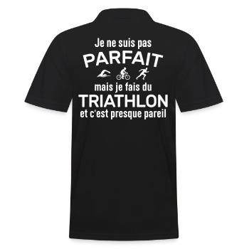 Ich mache Triathlon. Es ist fast dasselbe. - Männer Poloshirt - Schwarz - Hinten - Kai (181cm)