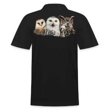Eulen und Eule - Männer Poloshirt - Schwarz - Hinten - Kai (181cm)