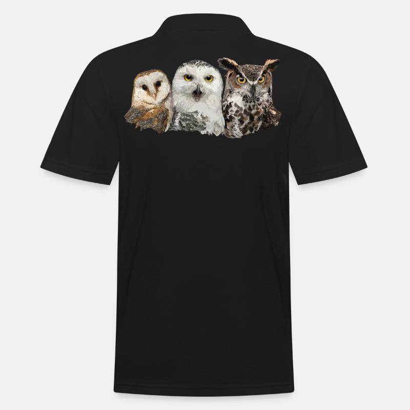 Eulen und Eule - Männer Poloshirt - Schwarz