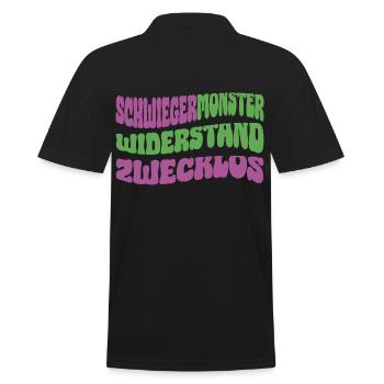 Schwiegermonster Widerstand zwecklos - Männer Poloshirt - Schwarz - Hinten - Kai (181cm)