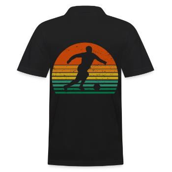 Fussball vintage sunset - Männer Poloshirt - Schwarz - Hinten - Kai (181cm)