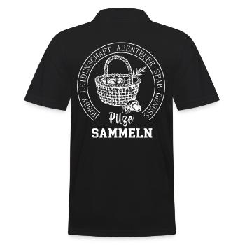 Pilzsammler Geschenk zum Pilze Sammeln - Männer Poloshirt - Schwarz - Hinten - Kai (181cm)