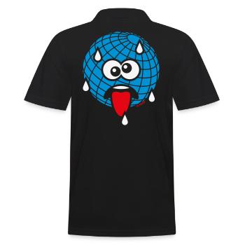Emoticon / Climate Change / Warming / Earth Day 3C - Men's Polo Shirt - black - Back - Kai (181cm)