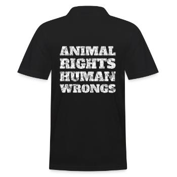 Animal Rights Human Wrongs Animal Rights Animal Rights Activists - Men's Polo Shirt - black - Back - Kai (181cm)