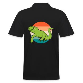 Leguan-Retro-Sonnenuntergang Tierpfleger - Männer Poloshirt - Schwarz - Hinten - Kai (181cm)