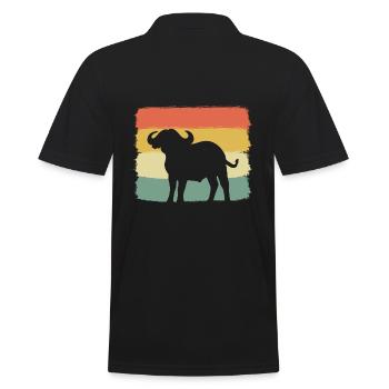 Buffalo Safari Tier Zoowärter - Männer Poloshirt - Schwarz - Hinten - Kai (181cm)