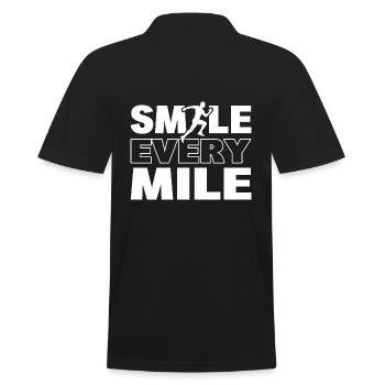 Smile Every Mile Marathon - Männer Poloshirt - Schwarz - Hinten - Kai (181cm)