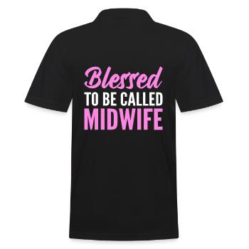 Gesegnete Hebamme Geburtshelfer - Männer Poloshirt - Schwarz - Hinten - Kai (181cm)