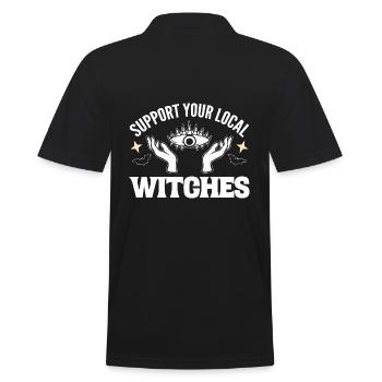 Support Your Local Witches Tarotkartenleser - Männer Poloshirt - Schwarz - Hinten - Kai (181cm)