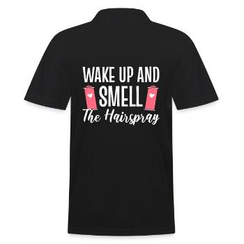 Wake Up & Smell The Hairspray Friseur - Männer Poloshirt - Schwarz - Hinten - Kai (181cm)