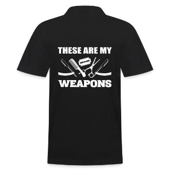 These Are My Weapons Friseur - Männer Poloshirt - Schwarz - Hinten - Kai (181cm)
