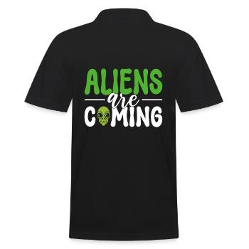 Aliens Are Coming Ufologe - Männer Poloshirt - Schwarz - Hinten - Kai (181cm)