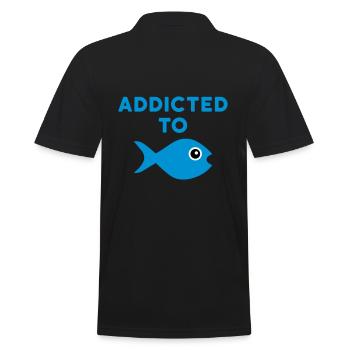 Addicted to fish (Fisch mit großem Auge) - Men's Polo Shirt - black - Back - Kai (181cm)
